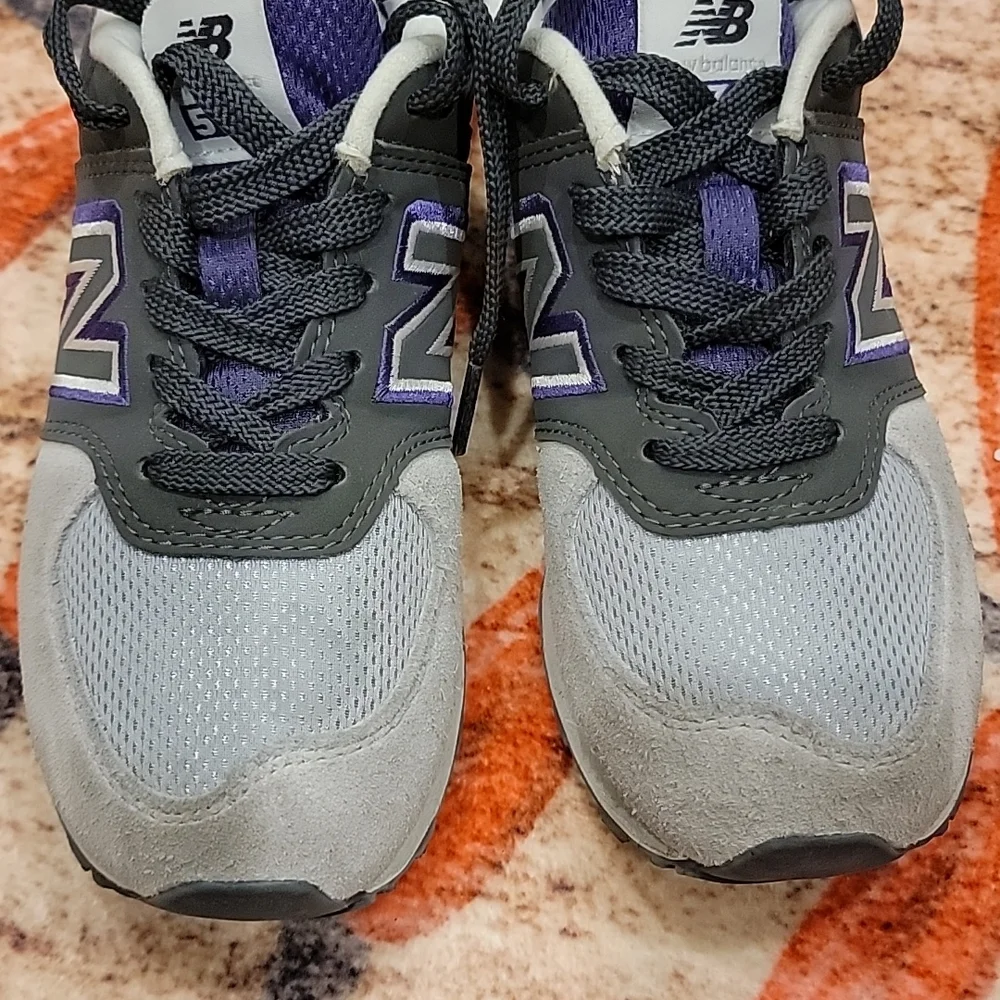 Girls 574 shadow logo lace up sneaker - Picture 7 of 8